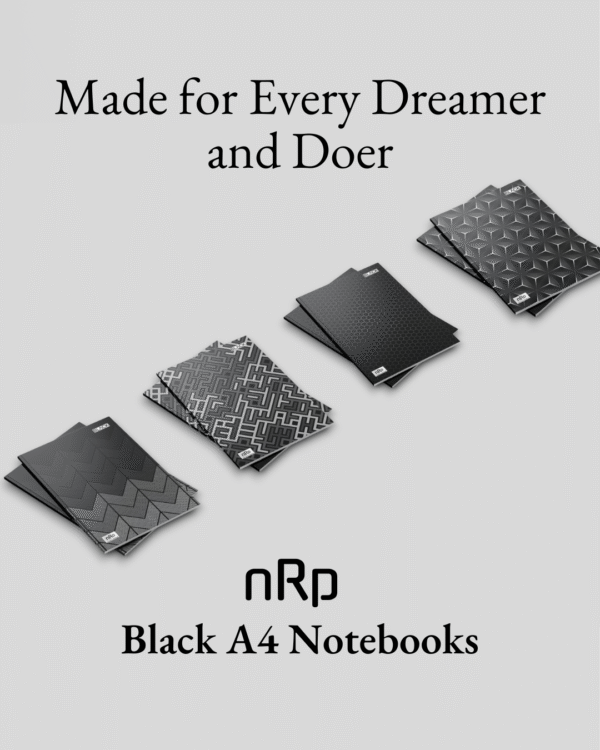 nRp Black A4 Notebooks - Geometric Cover |  Matt Black & Glossy White UV Finish - Image 7