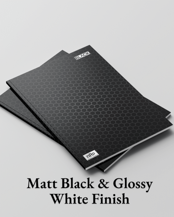 nRp Black A4 Notebooks - Geometric Cover |  Matt Black & Glossy White UV Finish - Image 4