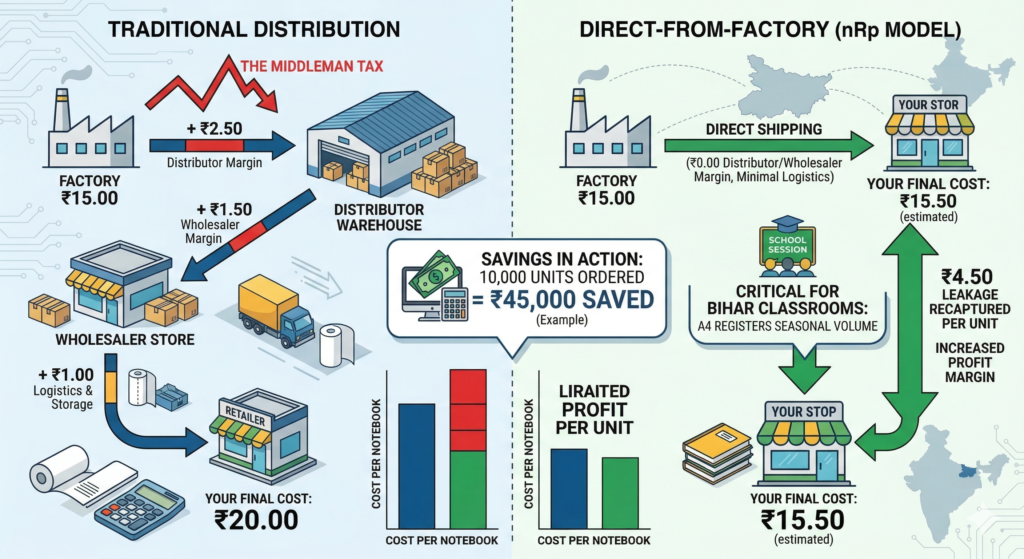 TRADITIONAL DISTRIBUTION vs. DIRECT-FROM-FACTORY (nRp MODEL)